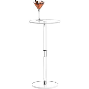 HMYHUM Acrylic Drink Table for Small Spaces, 10" L x 10" W x 21.3" H, Drink Side/End Table for Living Room, Round, Easy Assembly, Clear