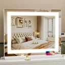 Fenair Vanity Mirror with Lights: 23" x 18" LED Makeup Mirror with 3 Color Modes and Adjustable Brightness Hollywood Mirror with 10X Magnification Large Light Up Mirror with USB Charging Port White