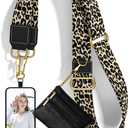 Nipichsha Crossbody Phone Strap with Wallet, Clip and Go Strap for Phone with Wallet, Adjustable Crossbody Cell Belt with Zippered Pouch, Neck Shoulder Cell Lanyard for Women, Black Leopard