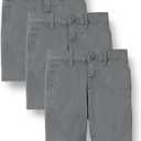 Amazon Essentials Boys and Toddlers' Uniform Woven Flat-Front Shorts (Wrinkle Resistant), Pack of 3 (10, Charcoal)