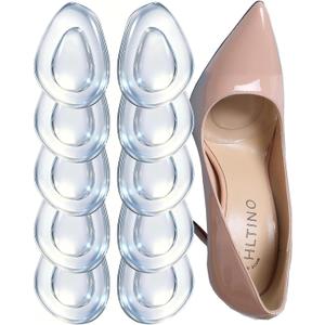 Metatarsal Pads for Women - Clear Drop Shape Gel Ball of Foot Cushions for High Heels | All-Day Pain Relief & Non-Slip Comfort | Invisible Adhesive Inserts for Dress Shoes (5 Pairs)