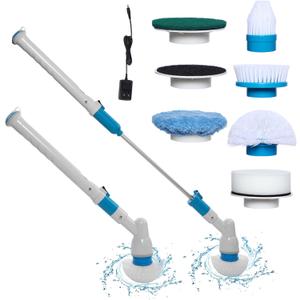 Shower Scrubber with Long HandleTub and Tile Scrubber with 6pcs Cleaning Scrubber Brush, Electric Shower Scrubber for Bathroom, Tub, Tile, Floor, Kitchen, Window,Blue Shower Scrubber with Long HandleTub and Tile Scrubber with 6pcs Cleaning Scrubber Brush, Electric Shower Scrubber for Bathroom, Tub, Tile, Floor, Kitchen, Window,Blue