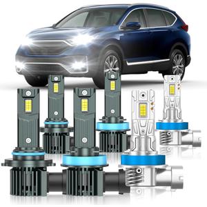Fit for Honda CRV 2015-2022 Light Bulbs, High/Low Beam Fog Light Bulbs Combo, 800% Brightness, 6000K Cool White, Plug and Play, Pack of 6