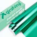 GIRAFVINYL Green Iron on Vinyl Heat Transfer, 12" X 8ft Metallic Foil Green HTV Vinyl for DIY T-Shirt, Bags, Garments