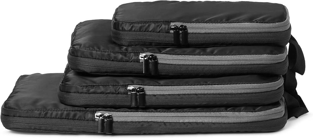 Amazon Essentials Ultralight Compression Packing Cubes Packing Organizer Black 4 pack Black