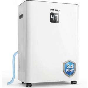 34Pint Dehumidifier for 2500Sq.Ft, Compressor Dehumidifiers for Home, Front LED Digital Humidity Display&Quiet Dehumidifier for Basement, Bedroom, Bathroom, with 6.56FT Drain Hose DH1800S