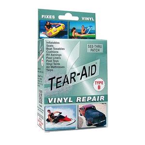 TEAR-AID Vinyl Repair Kit, Type B Clear Patch for Vinyl and Vinyl-Coated Materials, Works on Vinyl Tents, Awnings, Air Matresses, Pool Liners & More, Green Box, 2 Pack