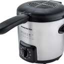 OVENTE Electric Deep Fryer 0.9L Capacity with Locking Lid, Adjustable Temperature Knob, Removable Frying Basket and Cool Touch Handle, 840W Power, Easy to Clean Stainless Steel Body, Silver FDM1091BR