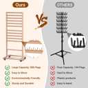 286 Pegs Wood Braiding Hair Rack for Braiders Standing with Wheels & Braid Accessories,2-Sided Hair Separator for Braiding, Extension Holder Hanger for Braiders,Hairstylists
