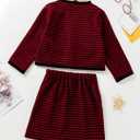WDIRARA Girl's 2 Piece Houndstooth Outfits Tweed Jacket and Skirt Set Tea Party Suits (Red, M)