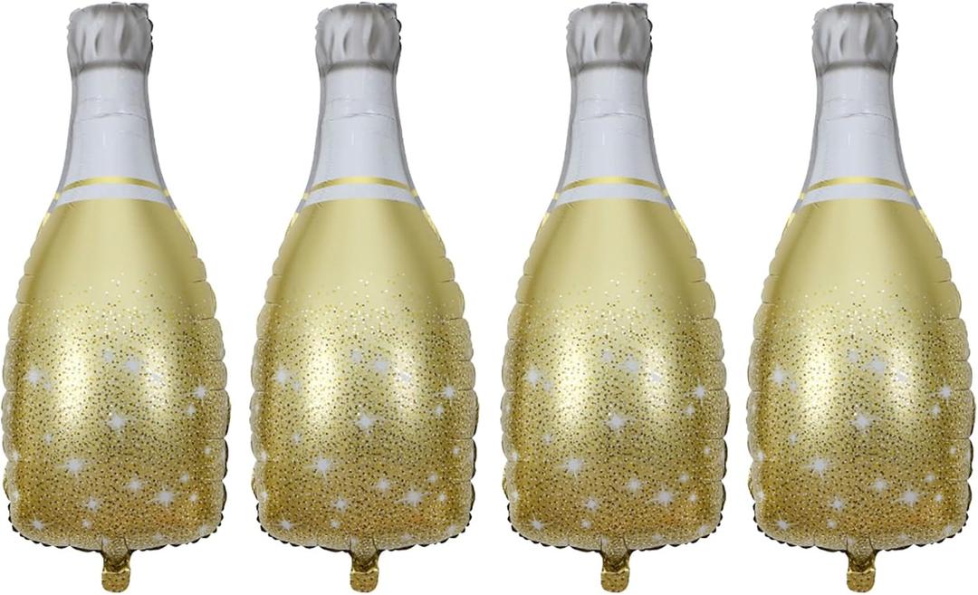 4PCS Champagne Bottle Mylar Foil Balloons Birthday Engagement Bachelorette Party Bridal Shower Wedding Celebration Anniversary Decorations