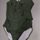 Blooming Jelly Women's Tummy Control Swimsuits Slimming Cute One Piece Bathing Suit Ruffle V Neck Swimwear, Size L