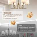 Yunnix 6-Light Champagne Bronze Chandelier, Champagne Chandelier with Linen Shades, No Assembly Required 25" Modern Dining Room Light Fixture for Living Room Kitchen Bedroom Foyer UL Certified