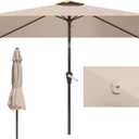 6.5x10FT Patio Umbrella, Outdoor Umbrella with Push Button Tilt and Crank, 8 Sturdy Ribs, UV Protection & Waterproof Market Umbrella for Pool, Backyard, Beach,Deck (Beige)
