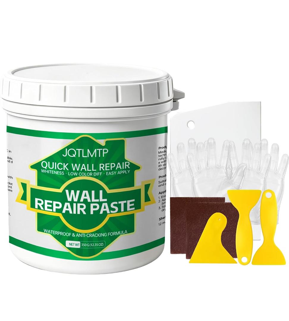 2 x Wall Repair Paste 12 OZ, Drywall Crack & Hole Filler, Fast Drying Spackle for Interior Wall Repair