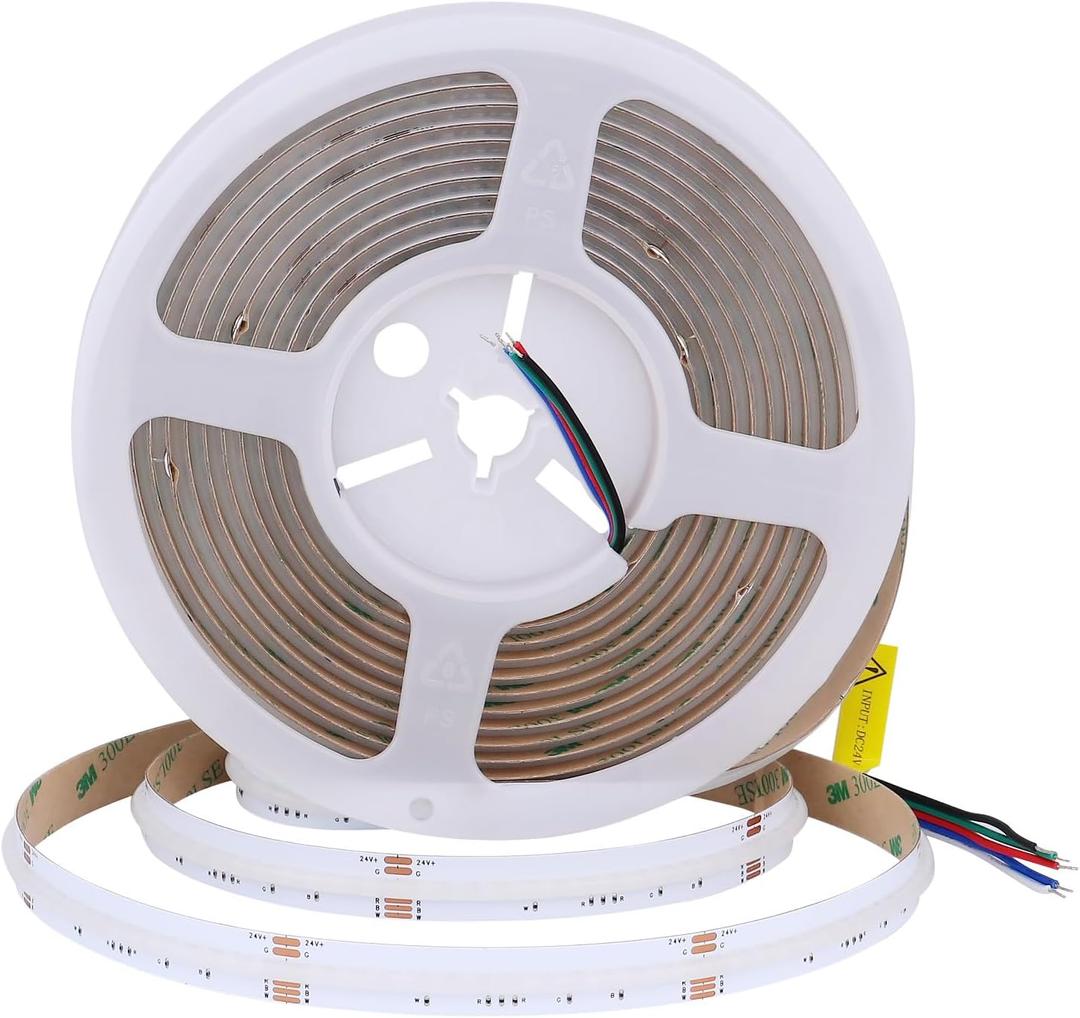 JOYLIT COB RGBW LED Strip Lights 16.4ft Indoor, 24V RGB 6000K Cool White Color Changing 4 in 1 LED Tape with 784LEDs/M No Dots 19W/M Bright Light Strip for Party, Club, DIY (LED Strip Only)