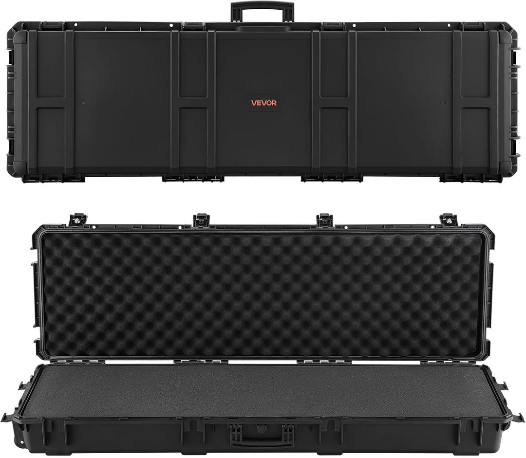 VEVOR Rifle Case, Rifle Hard Case with 4 Layers Fully-protective Foams, Lockable Hard Gun Case with Wheels, IP67 Waterproof & Crushproof, for Rifles or Shotguns, 52 inch