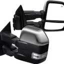 AERDM New Pair towing mirror Chrome Cap fit for 2015 2016 2017 2018 Ford F150 Pickup Truck Towing Mirrors w/Turn Signal, Auxiliary Lamp