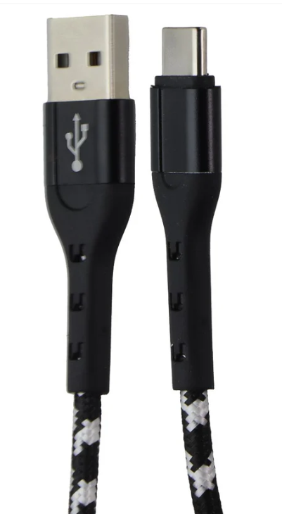 ZGear 10ft USB-A to USB-C Braided Sync & Charge Cable - Black/Silver, Pack Of 2