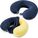 Philbinden 2 Packs Travel Neck Pillow Cover, Reusable U Shaped Neck Pillow Washable Soft Smooth Airplane Pillow Cover (Only Pillow Covers,No Filler)