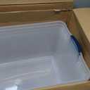 Rubbermaid Cleverstore 95 Quart Clear Stackable Large Plastic Storage Containers with Lids for Office and Home Organization, Clear (4 Pack) (95 Qt - 4 Pack)