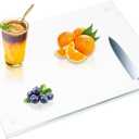 JAMBALAY 24"x18"Tempered Glass Cutting Board for Kitchen, Glass Chopping Board, Large Glass Cutting Board with Rubber Non Slip Feet, Scratch and Heat Resistant, Shatterproof, Dishwasher Safe