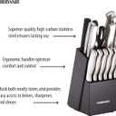 Farberware 15-Piece Kitchen Knife Set, High-Carbon Stainless Steel Blades with Wood Block, Steak Knives, Sharpening Tool & All-Purpose Shears, Razor Sharp, Ergonomic Stainless Steel Handles