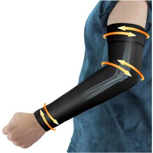 Hiball Lymphedema Medical Compression Arm Sleeve for Men Women, 20-30 mmHg Graduated Compression Full Arm Support with Silicone Band, Long Circulation Pressure Arm Brace for Arthritis, Bursitis, Edema (X-Large, Black (Single))