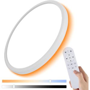 Dimmable LED Flush Mount Ceiling Light Fixture with Remote Control, 24W 2400LM, 12Inch, 2000K Warm Night Light & 3000K-6500K, Modern Super Slim Ceiling Lamp for Bedroom Kitchen, White, 1 Pack