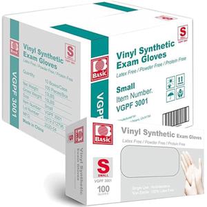 Jointown Basic Medical Clear Vinyl Exam Gloves - Latex-Free & Powder-Free - VGPF-3001(Case of 1,000), Small (S)