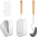 Bamboo Toilet Brush Set, 2 Pack with Ergonomic Design, Compact Size, Durable Bristles, Wooden Holder for Bathroom Cleaning (ef of 2 pk)