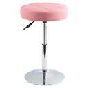 FURWOO Short Round PU Leather Shop Stool - Padded Stool for Salon,SPA,Manicure and Vanity - Small Pink