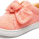 FUNKYMONKEY Girls Sneakers Lightweight Cute Bowknot Casual Walking Shoes for Toddler/Little Kids (Orange)