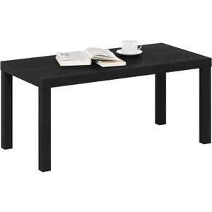 Furinno CLASSIC Coffee Table, Modern Rectangle Coffee Table with 1.8" Triple Thick Tabletop, Side Table, Toolless Assembly, for Living Room, Home Office, Black