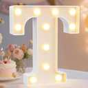 Pooqla LED Marquee Letter Lights Sign, Light Up Alphabet Letter for Home Party Wedding Decoration T