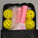 DULCE DOM Pink Pickleball Paddles Set of 4, Women Pickleball Equipment with 4 Pickleball Training Paddles, 4 Pickle Balls and Portable Bag, Pickleball Rackets Equipment for Beginners & Pros  