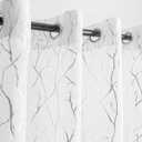 Kotile Silver White Sheer Curtains 84 Inches Long - Printed Classy Silver Tree Branch Curtains for Bedroom Grommet Top Window Tree Curtains for Living Room, 52 x 84 Inch, 2 Panels, Silver and White