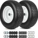 16x6.50-8 Flat Free Riding Lawn Mower Tire and Wheel, Set of 2 16x6.5-8nhs Garden Tractor Lawnmower Tyre, with 3/4" & 5/8" Bearing, 3" -4.5" -6" Centered Hub