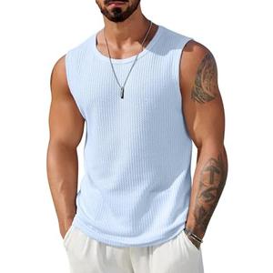 COOFANDY Mens Casual Tank Tops 1 Pack Waffle Knit Sleeveless Shirt Breathable Tank Shirts Summer Muscle Tee, XS