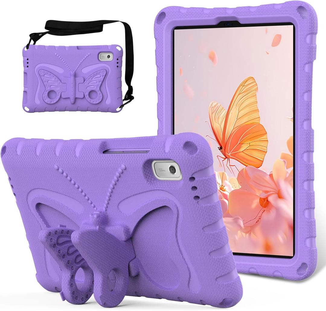 Kids Case Compatible with Lenovo Tab M9 Case (TB-310FU) 9.0Inch 2023 Release, Lightweight Shockproof Cover EVA Foam Cover with Shoulder Strap & Stand for Boys Girls(Purple)