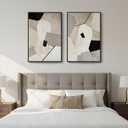 Framed Neutral Beige and Black Abstract Wall Art for Living Room, Set of 2 Modern Minimalist Canvas Artwork for Walls, Large Geometric Pictures Prints for Bedroom Office Hallway Wall Decor, 24x36 Inch