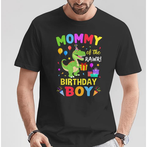 Mommy Of The Birthday Boy T-Rex Dinosaur Boy Party T-Shirt (Small, Black)