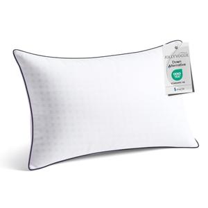 JOLLYVOGUE Standard Size Bed Pillow 1-Pack，Single Pillow for Sleeping, Breathable and Supportive with Down Alternative Fill, Hotel Collection Pillow for Side, Back, and Stomach Sleepers