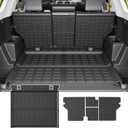 powoq Cargo Mat Compatible with 2010-2024 Toyota 4Runner Back Seat Protector Replacement for 2010-2024 Toyota 4Runner 5 Seater Accessories (Fit W/O Sliding Tray, Rear Backrest Mats+Rear Trunk Mat)