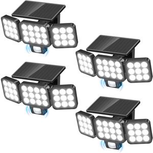 Solar Flood Light Outdoor 4 Pack, 3500LM Super Bright Motion Sensor Outdoor Lights, Solar Lights Outdoors Waterproof, Upgrade Glass Panel, 270 Wide Angle LED Security Spot Light for Outside Yard