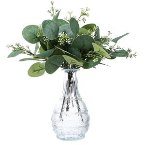 KALIONE 12 Pcs Artificial Silver Dollar Eucalyptus Leaves Picks Stems and Faux Branches with White Seeds, 11.4'' Decoration Greenery Stems Plants for Vase Bouquets, Flower Arrangement