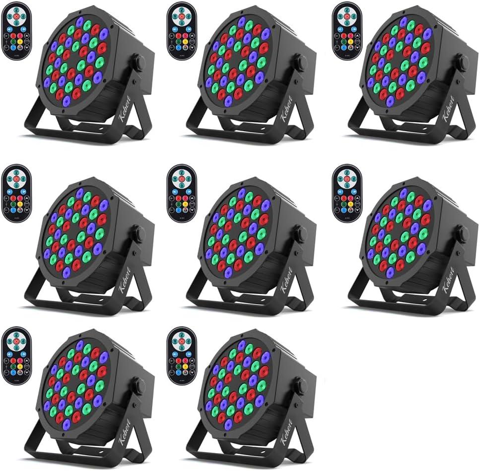36 LED DJ Stage Par Lights - Sound Activated RGB, 9 Modes, Remote & DMX Control - 8 Pack (8-Packs)