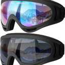 COOLOO Ski Goggles, 2 Pack Snow Goggles Snowboard Goggles for Men Women Kids - UV Protection Foam Anti-Scratch Dustproof (One Size, 01.Multicolor/Gray)