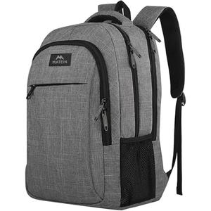 MATEIN Travel Laptop Backpack, Business Anti Theft Slim Sturdy Laptops Backpack Personal Item Bag, Water Resistant College School Computer Bag Gift for Men & Women Fits 15.6 Inch Notebook, Grey