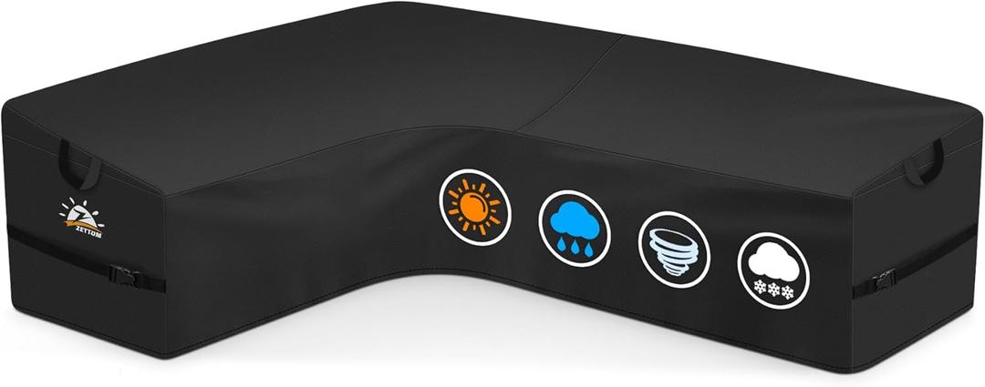 Zettum Outdoor L-Shaped Sectional Cover - 600D Patio Sectional Sofa Cover, Waterproof Patio Furniture Covers for 6-Seater Outdoor Sectional Sofa and Couch, Left Facing, 85x110 Inch Wide Zettum Outdoor L-Shaped Sectional Cover - 600D Patio Sectional Sofa Cover, Waterproof Patio Furniture Covers for 6-Seater Outdoor Sectional Sofa and Couch, Left Facing, 85x110 Inch Wide